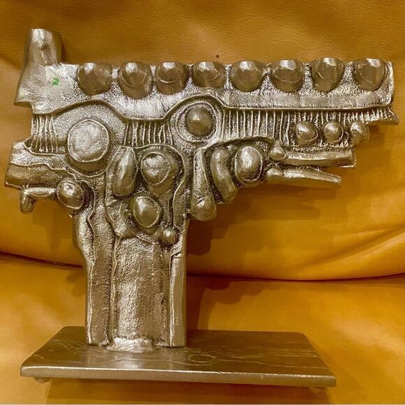 MCM Menorah Candleholder Judaism Donald Don Drumm Brutalist Aluminum Ra… - Picture 1 of 6